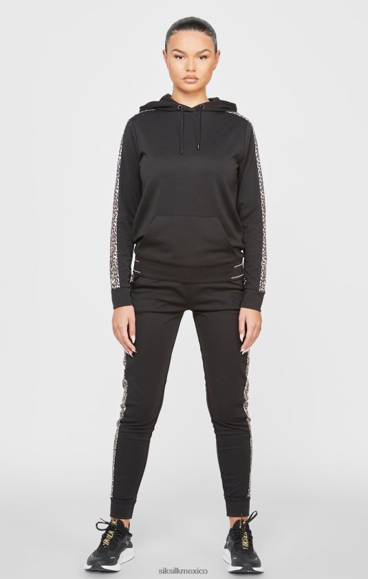 sudadera con capucha y paneles con estampado de leopardo negro vestir mujer SikSilk 8TT44N80