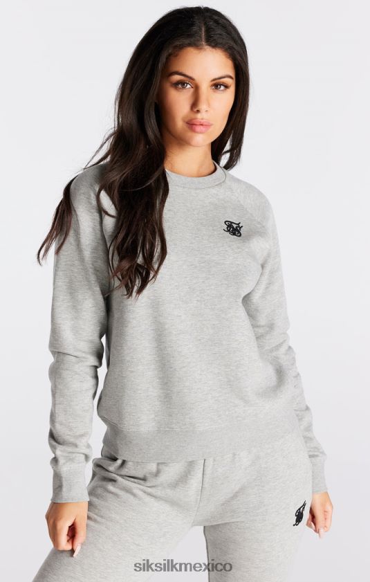 sudadera con cuello redondo esencial gris jaspeado vestir mujer SikSilk 8TT44N121