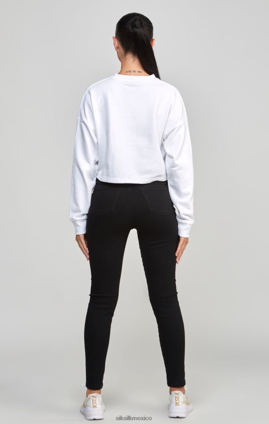 sudadera corta universitaria blanca vestir mujer SikSilk 8TT44N84