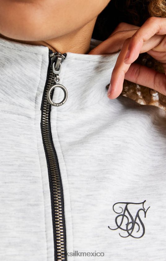 top deportivo gris jaspeado con cremallera de 1/4 vestir mujer SikSilk 8TT44N118