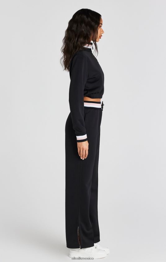 top deportivo universitario negro con cremallera de 1/4 vestir mujer SikSilk 8TT44N75