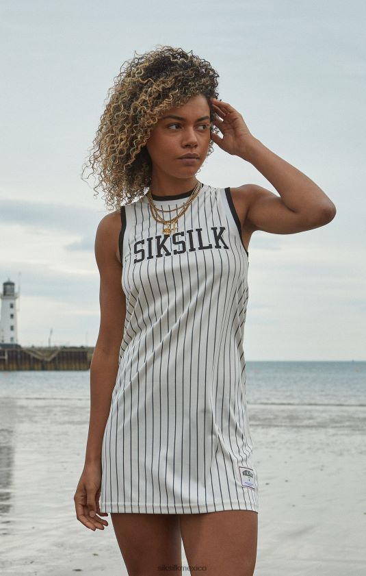 vestido de rayas diplomáticas de baloncesto crudo vestir mujer SikSilk 8TT44N144
