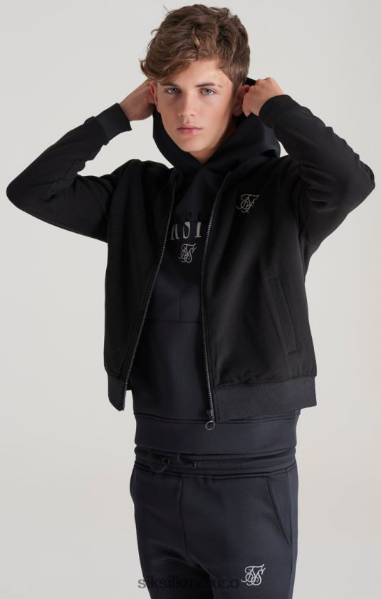 bomber negra metalizada con logo vestir Niños SikSilk 8TT44N301